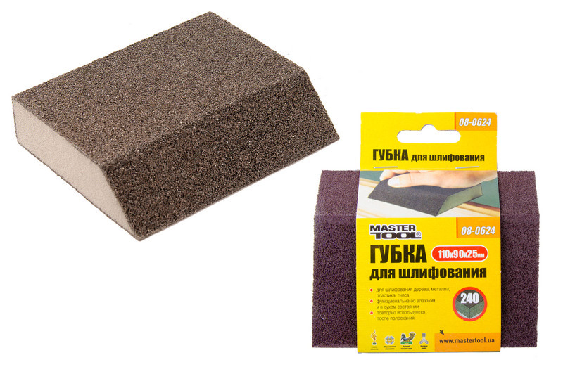MASTERTOOL Губка для шліфування MASTERTOOL ТРАПЕЦІЯ Р240 110х90х25 мм 08-0624 Киев - изображение 1