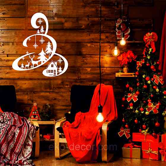 Декоративное настенное Панно «Новый год», Декор на стену 90*78 см, Белый Киев