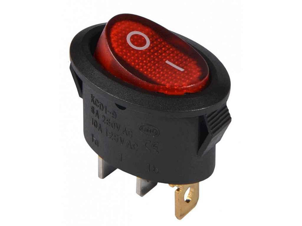 Переключатель 1 клавиатур. овал. красный с подсветкой KCD1-9-101N R/B 220V ТМ АСКО Киев - изображение 1