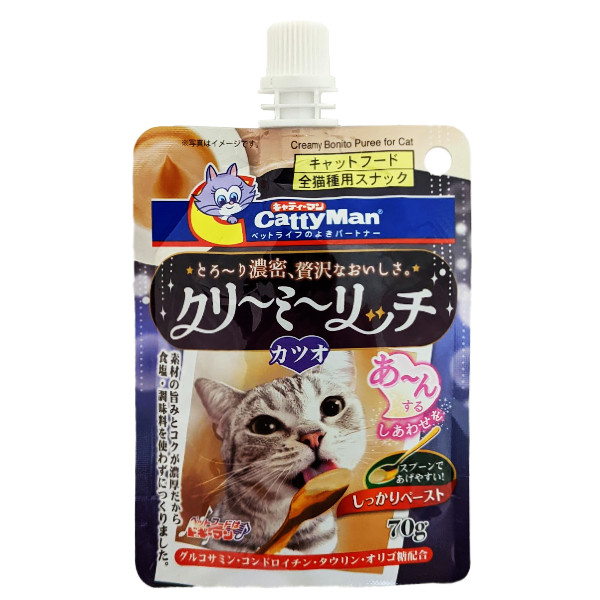 CattyMan Creamy Bonito Puree КЕТТІМЕН ВЕРШКОВЕ ПЮРЕ З МАКРЕЛЛЮ рідкі ласощі для котів Київ - фото 1