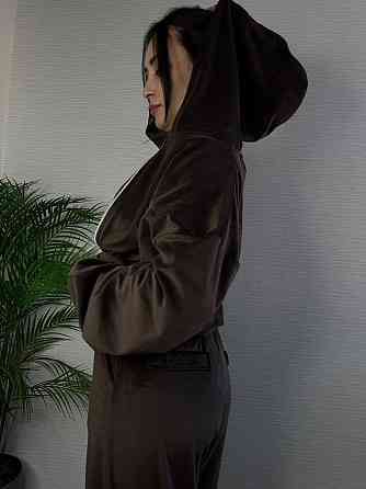 Женский стильный повседневный плюшевый костюм тройка Шоколад, 42/44 Одесса