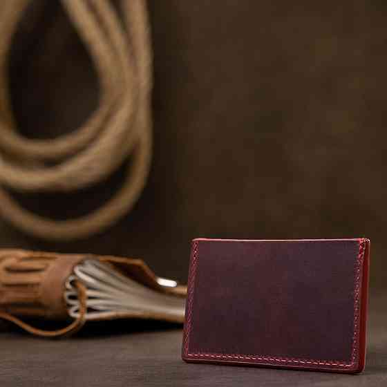 Шкіряний жіночий картхолдер GRANDE PELLE 11527 Бордовий Київ