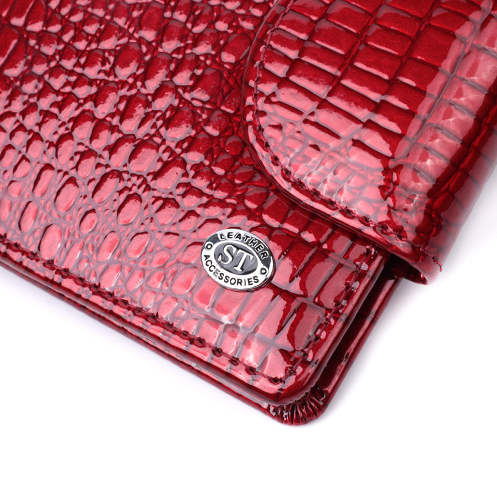 Лакований гаманець для жінок середнього розміру ST Leather 22685 Червоний Київ - фото 8