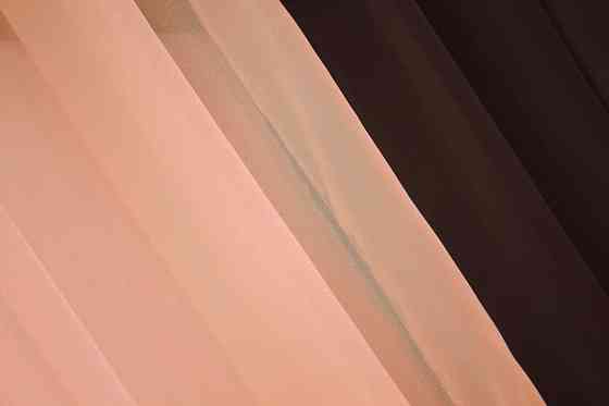 Кухонные шторы VR-Textil № 017к комбинированные с подвязками венге с персиковым 265х170 см (50-569) Киев