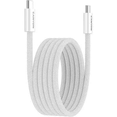 Дата кабель USB-C to USB-C 1.0m 60W Magnet Braided White Canyon (CND-CCMG60AB15W) Вінниця