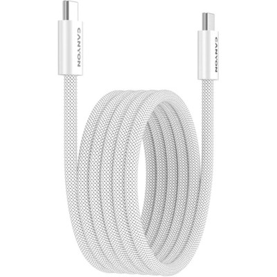 Дата кабель USB-C to USB-C 1.0m 60W Magnet Braided White Canyon (CND-CCMG60AB15W) Винница - изображение 2