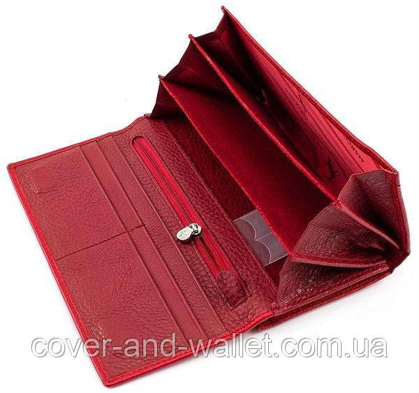 Великий жіночий гаманець з натуральної шкіри червоного кольору Marco Coverna Київ - фото 8