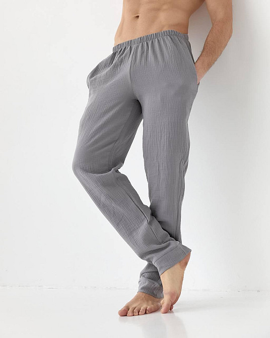 Мужская пижама муслиновая Серый S Харьков - изображение 4