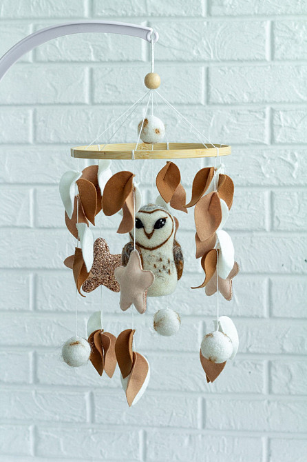 Дитячий музичний мобіль на ліжечко для немовлят WooolyWool «Сова» з 35 мелодіями Київ - фото 9