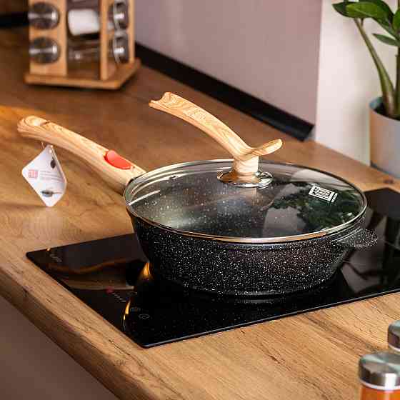 Алюмінієва глибока сковорода (2,8 л) зі скляною кришкою Ø 26 см Чорний MGC HP-4-464B Коломия