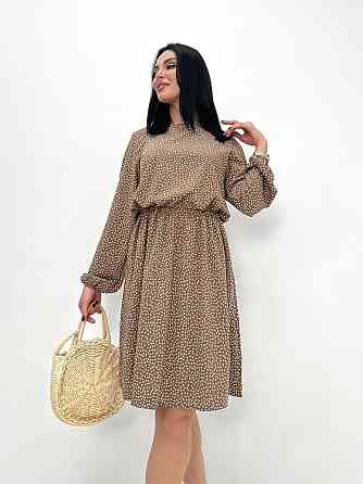 Женское платье в горошек с длинными рукавом Virginia 50-52, Капучино Киев