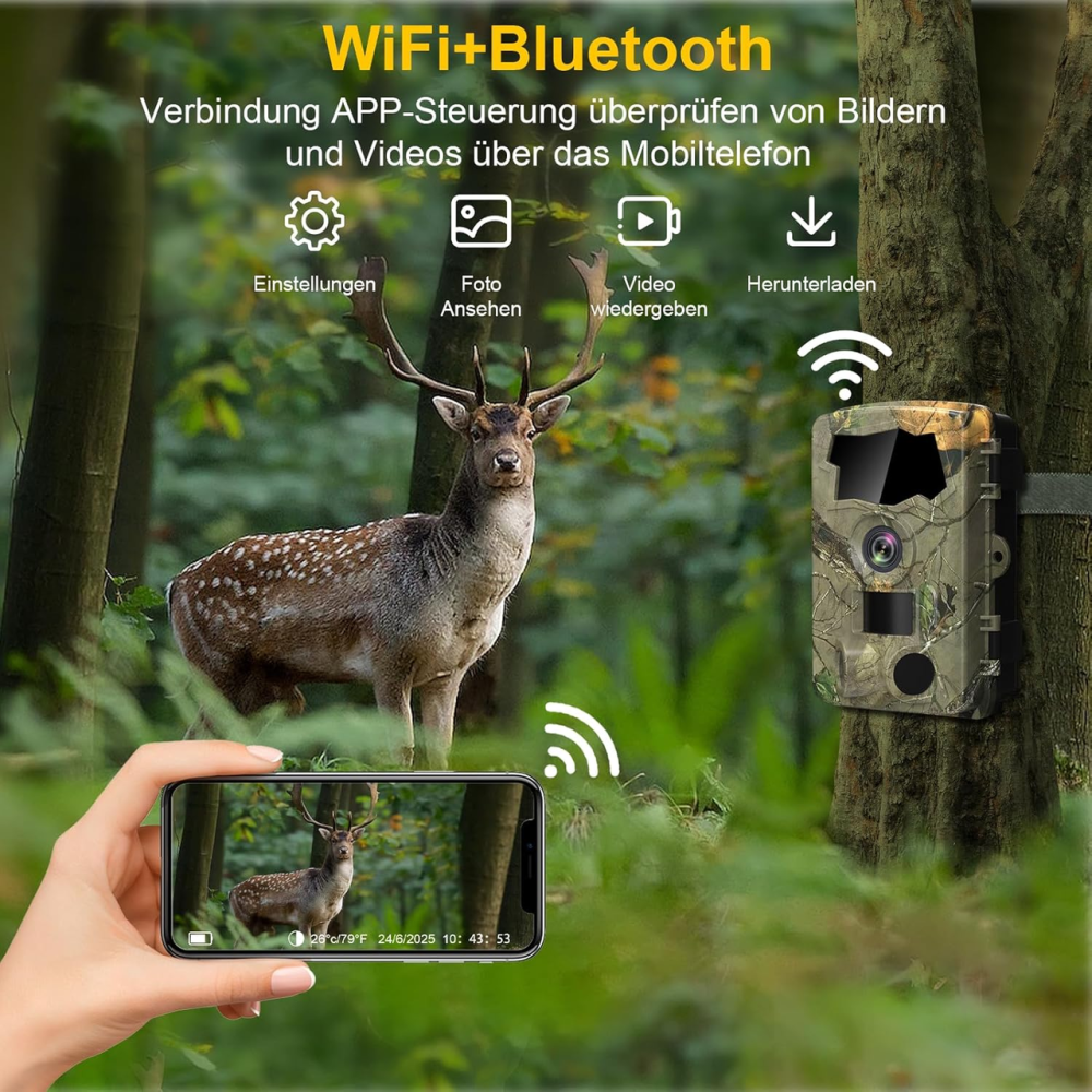 Фотопастка Камера дикої природи Lutranstra 5K Wi-Fi 64 МП, нічне бачення, 0.1 с, IP66, TrailCam Go, SD 64 ГБ + 8 батарейок Київ - фото 12