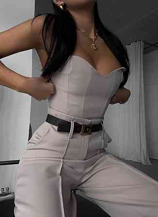 Жіночий базовий діловий костюм двійка: корсет і штани костюмка Бежевий, 46/48 Одеса