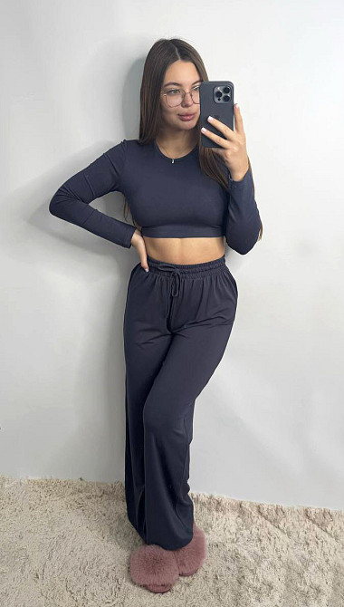 Стильний жіночий костюм з трикотажу віскоза Графіт XS-S Харків - фото 1