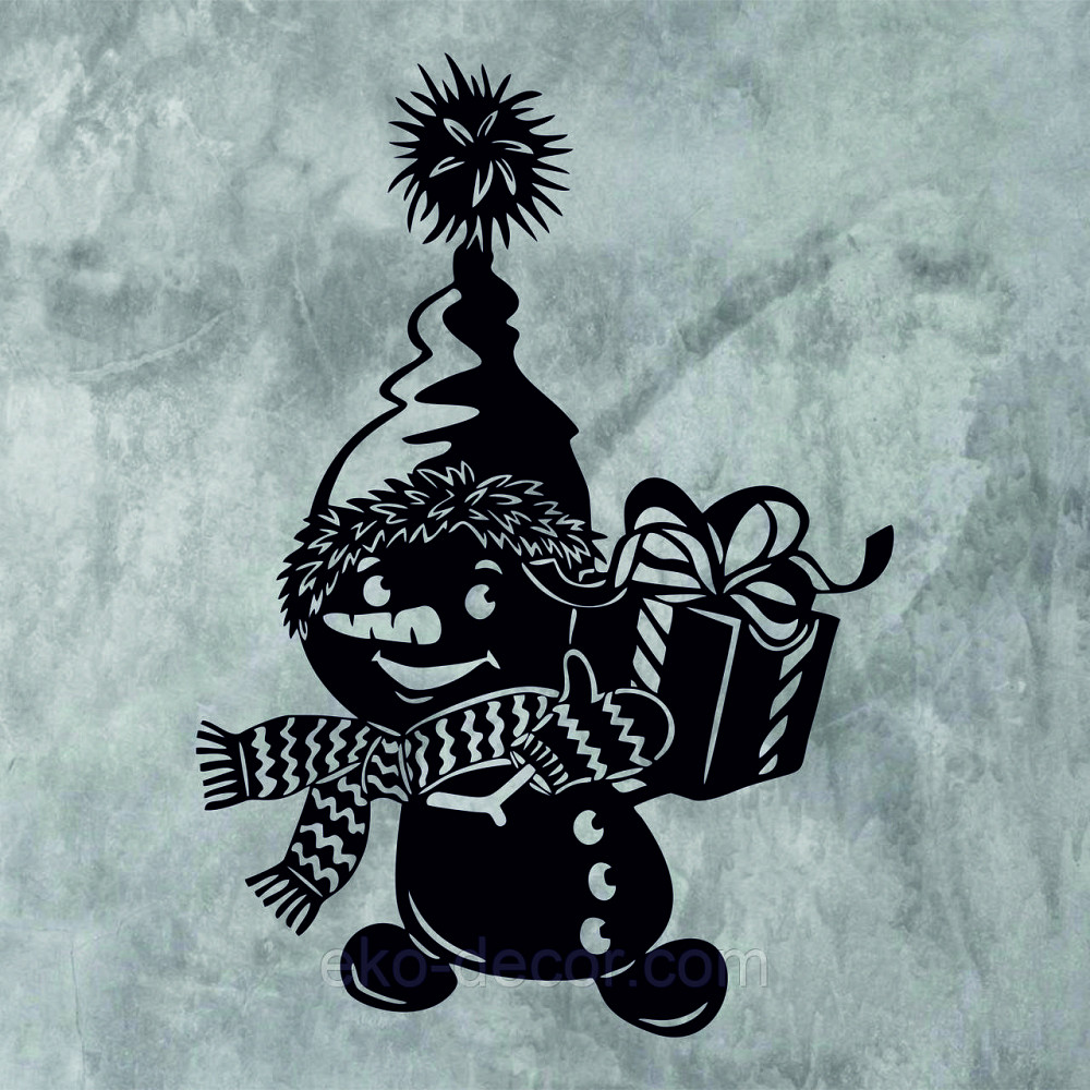 Декоративное настенное Панно «Снеговик», Декор на стену 90*63 см, Черный Киев - изображение 7