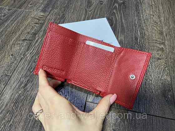 Красный кожаный женский мини кошелек из натуральной кожи ST Leather Киев