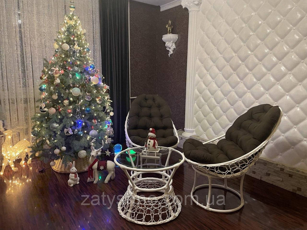 Ротангові меблі з коричневими накидками Київ - фото 8