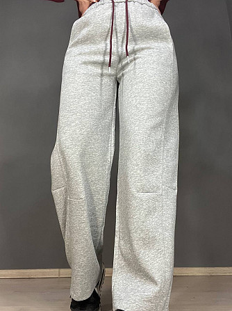 Штаны женские A-N 25061 спортивные широкие Baggy с карманами и шнурком трикотажные светло серые, све Одесса - изображение 10