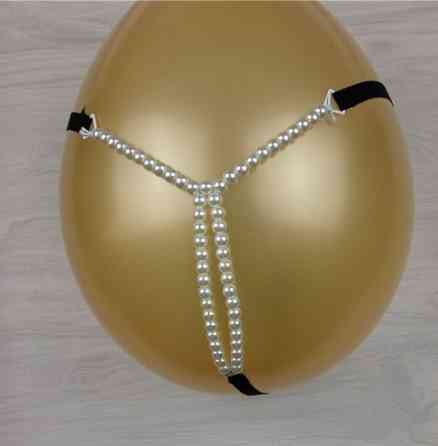 Труси з бусами еротичні чорні - розмір універсальний, (на резинці) Київ