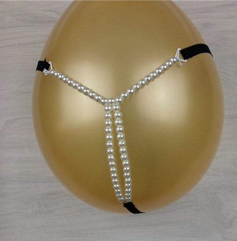 Труси з бусами еротичні чорні - розмір універсальний, (на резинці) Київ - фото 1