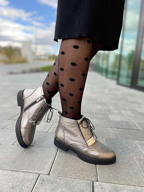 Olli Черевики жіночі OLLI графіт натуральна шкіра висота 10см розмір 37 (3258) Коломия - фото 4