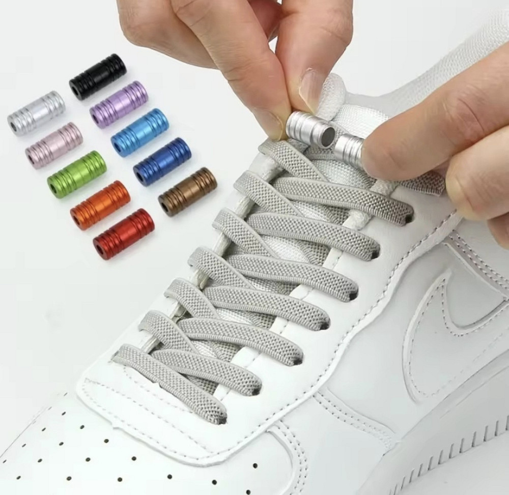 Шнурки еластичні плоскі з циліндричною застібкою Білий Смела - изображение 7