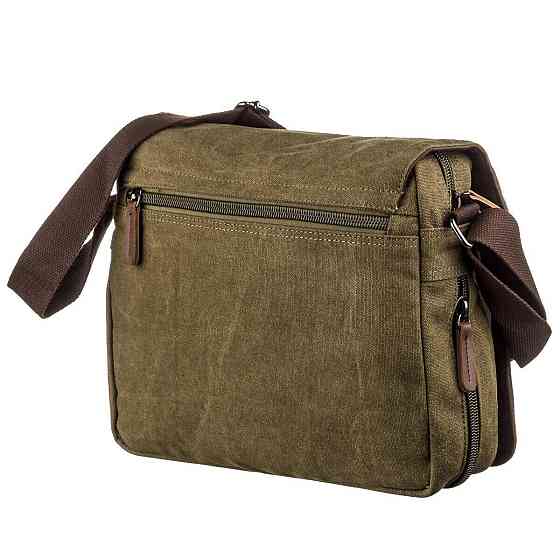 Текстильна сумка для ноутбука через плече Vintage 20187 Оливкова Київ