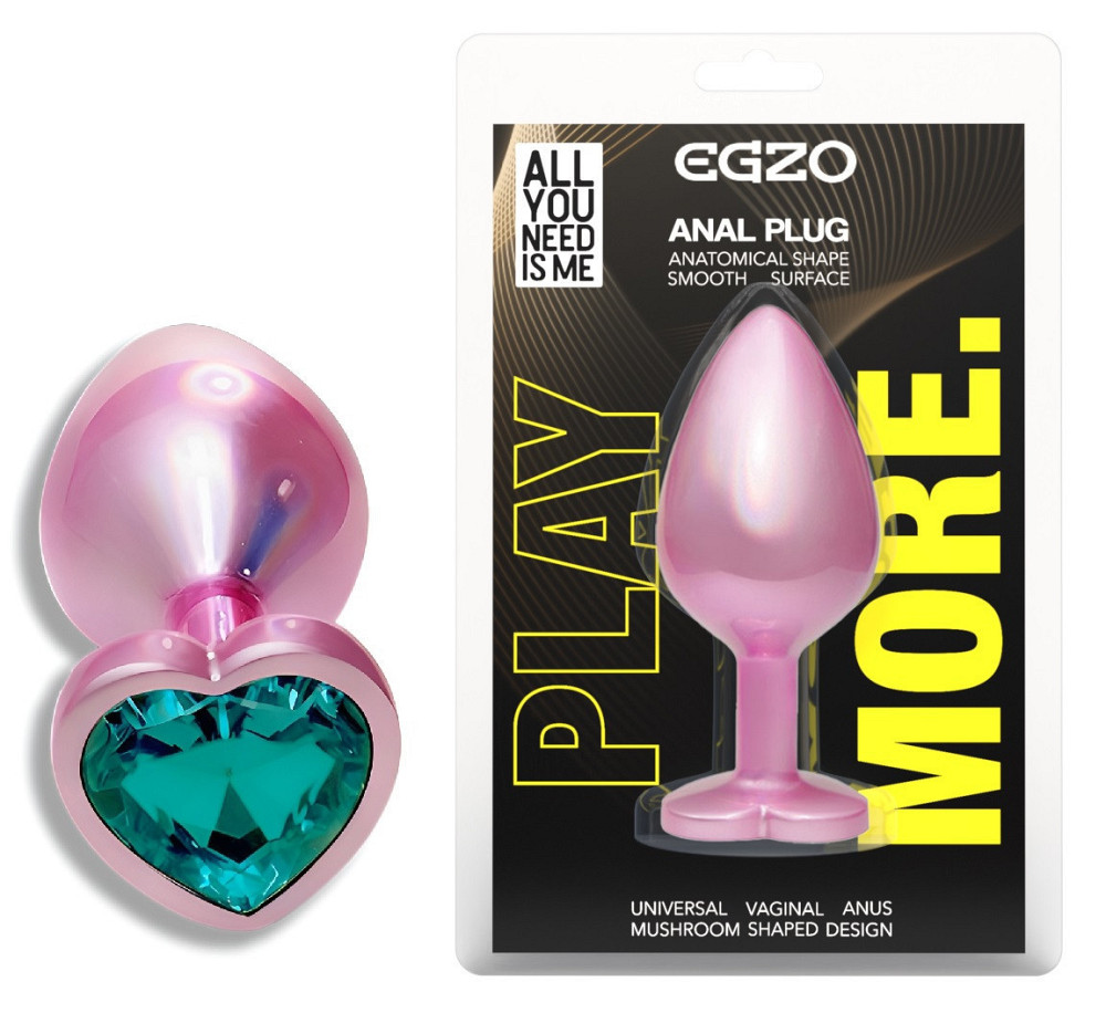 Анальна пробка з кристалом EGZO - Pink Perl Heart Plug Marine, size S Sex Aura Київ - фото 1
