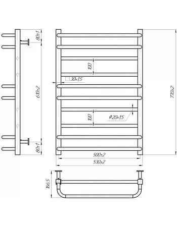 Водяной полотенцесушитель Mario INOX Премиум Люкс 770х540/500 Киев