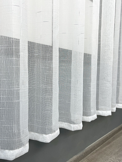 Тюль коротка VR-Textil 1208т Івонна Льон Білий з срібним вкрапленням 270х170 см (43-323) Київ - фото 7