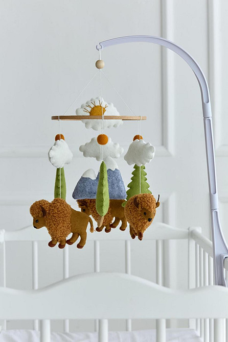 Дитячий мобіль на ліжечко для немовлят WoollyFox "Бізони" Київ - фото 1