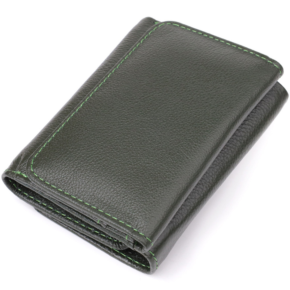 Маленький гаманець зручного формату із натуральної шкіри ST Leather 23076 Зелений Київ - фото 9