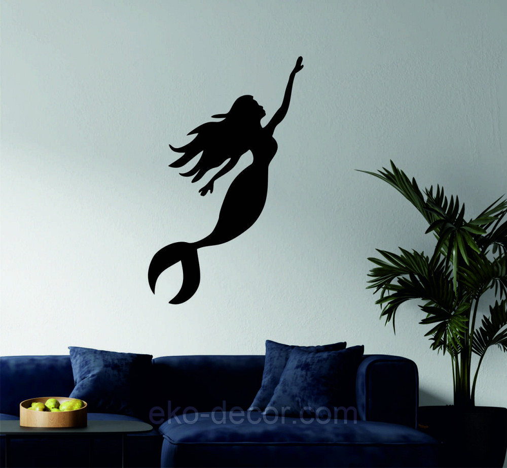 Декоративное настенное 3D Панно «Русалочка» Декор на стену с объемом 70*43 см, Черный Киев - изображение 3