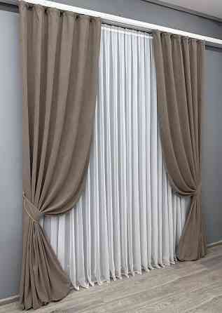 Комплект готовых штор VR-Textil Микровелюр Petek YL № 1707ш Какао 150х270 см 2 шт (33-0763) Киев