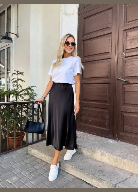 Женская юбка атласная Черный 42/44 Харьков - изображение 1