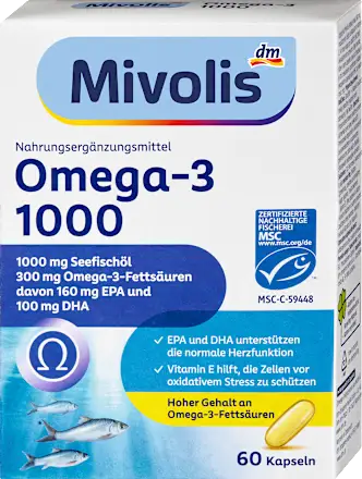 Капсулы Mivolis Omega-3  1000, 60 шт Германия Львов