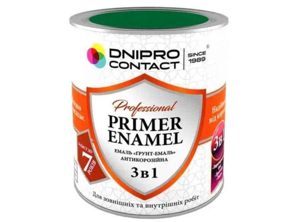 Грунт-емаль зелений 0,9кг 3 в 1 ТМ DNIPRO CONTACT Киев - изображение 1