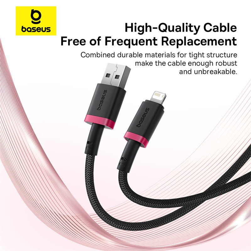 Кабель Baseus Dura Series Fast Charging Cable USB to iP 2.4A 1m Red+Black Одеса - фото 5