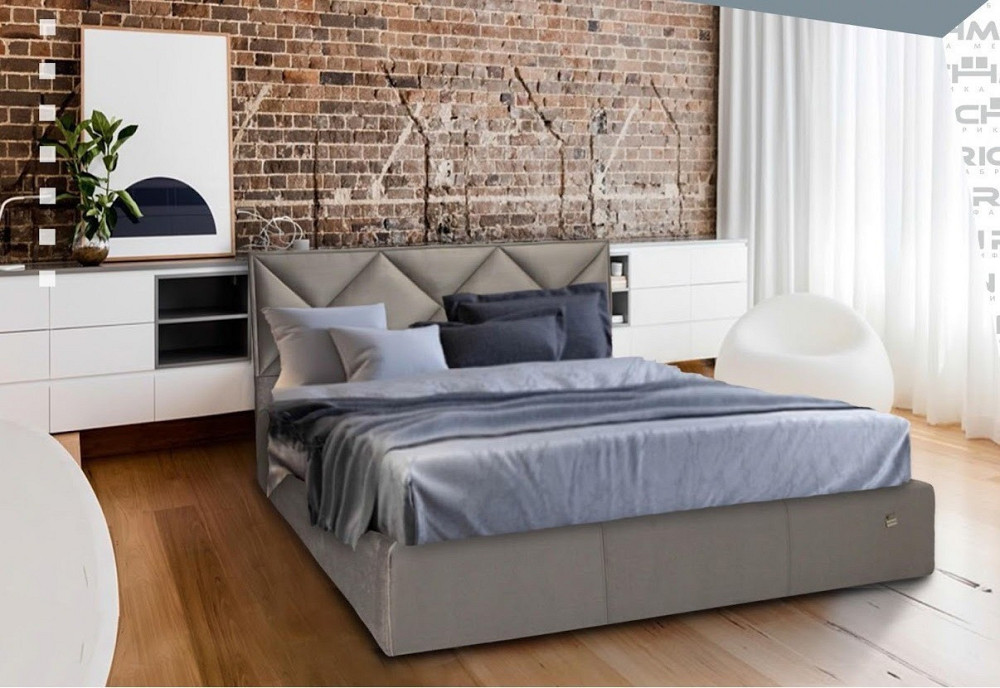 Кровать Двуспальная Leeds Comfort 160 х 190 см Missoni 008 С подъемным механизмом и нишей для белья Серый Днепр - изображение 16