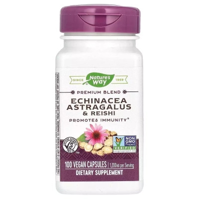Трави Nature&apos;s Way Ехінацея, астрагал та рейші, 1200 мг, Echinacea Astragalus&amp;Reishi, 100 ве (NWY-00413) Вінниця - фото 1