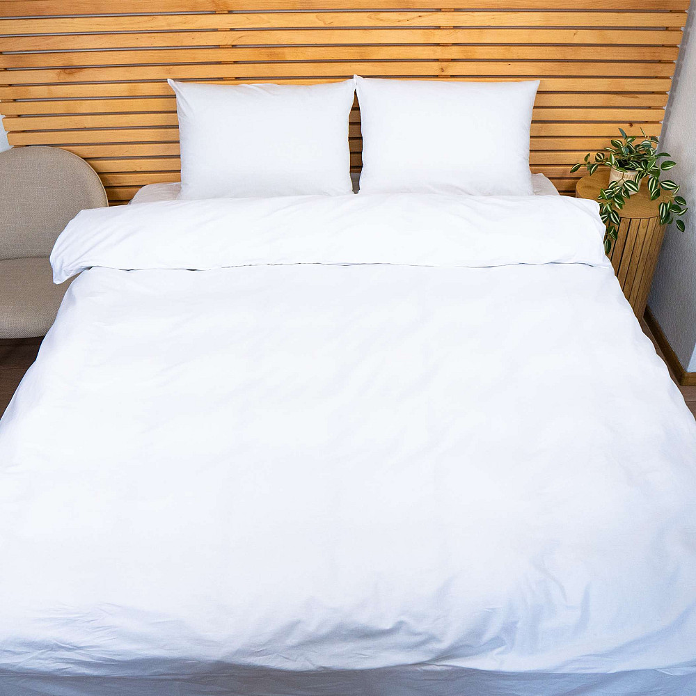 Евро комплект постельного белья Сатин Гладкий 135 г/м2 YouStar (Белый) 2 х 70х70 Сумы - изображение 1