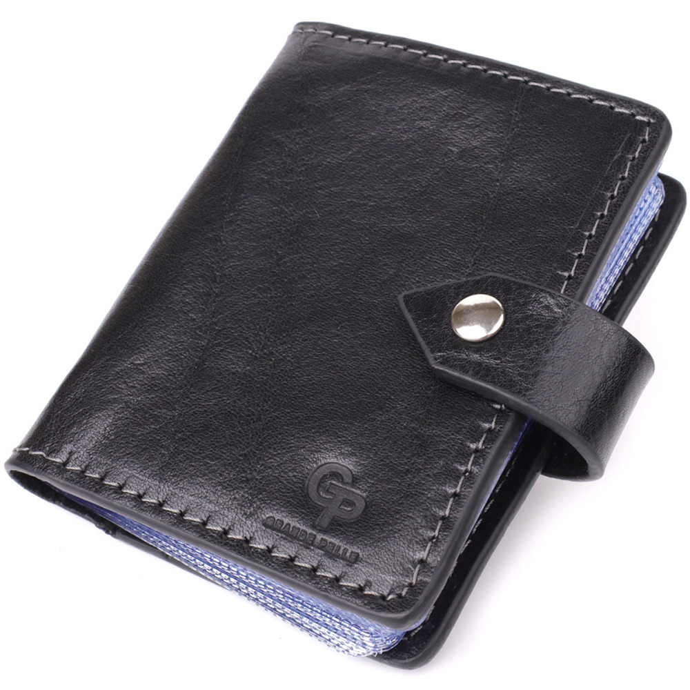 Візитниця унісекс з натуральної гладкої шкіри GRANDE PELLE 22941 Чорна Київ - фото 1