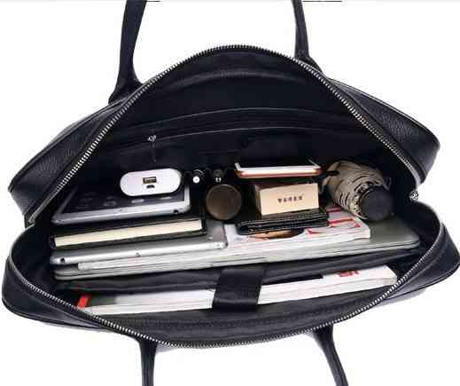 Кожаная мужская сумка для ноутбука 40х30х8, офисный деловой портфель Tiding Bag M364A черный Киев
