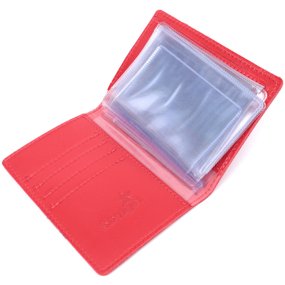 Яркая обложка для автодокументов из натуральной кожи Shvigel 16161 Красная Киев - изображение 6