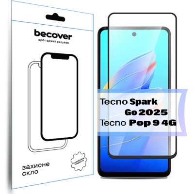 Скло захисне BeCover Tecno Spark Go 2025/ Pop 9 4G (KL4h) Black (713682) Вінниця - фото 1
