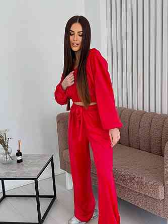 Женский стильный костюм двойка: кофта и штаны из плюш велюра Одесса