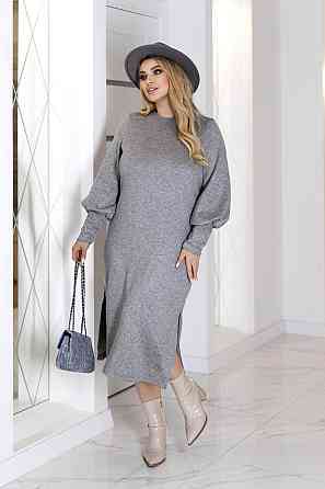 Элегантное ангоровое платье миди с разрезом Ellite 46-48, Серый Киев