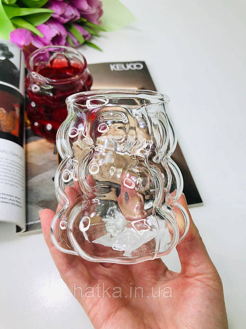 Склянка стильна скляна "Облачко" 360 мл 102-496 прозора фігурна для дому та ресторану Київ - фото 1