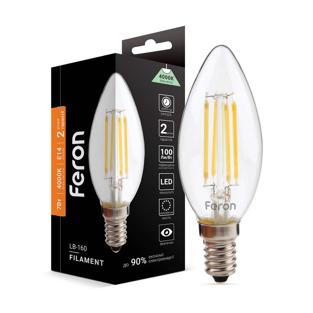 Світлодіодна лампа Feron Filament LB-160 7Вт E14 4000K Харків - фото 1