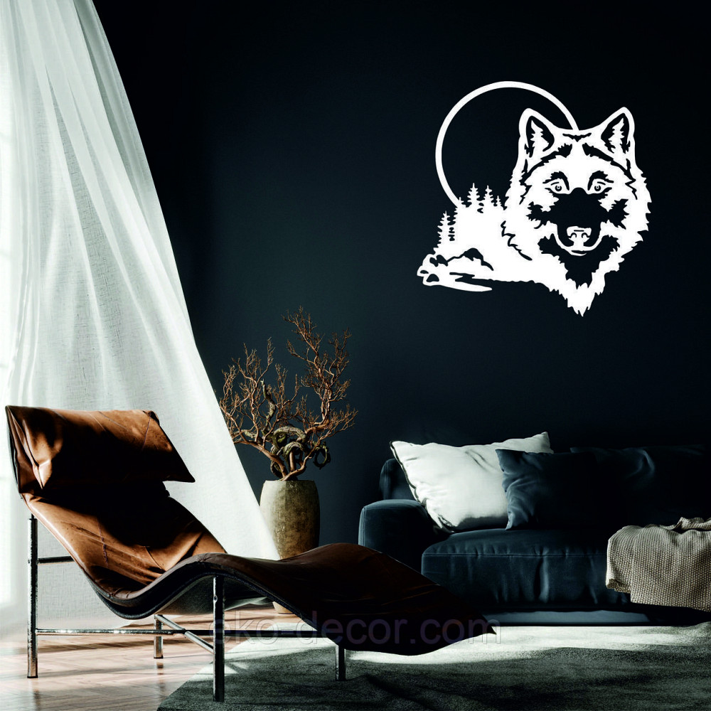 Декоративне настінне Панно «Вовк», Декор на стіну 90*90 см, Білий Київ - фото 1